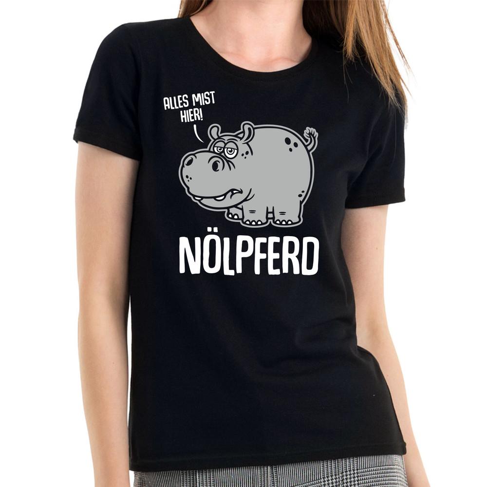 

Nölpferd All Mist Here Hippo Cartoon Comedy Fun Ladies Girlie T-Shirt S