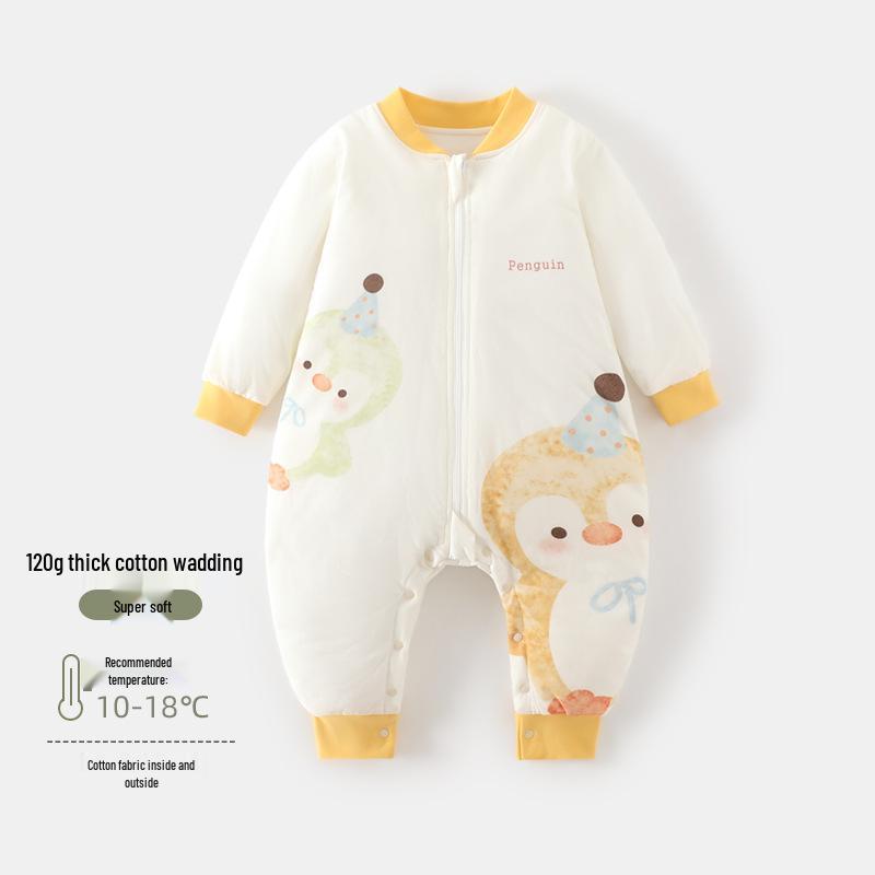 120g Padded Baby Footed Sleeping Bag - Autumn/Winter Newborn Anti-kick Zippered Quilt, Thickened for Warmth