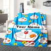 Doraemon Flannel Blanket With Customizable Name Comfortable In All Seasons Suitable For Sofas Beds Travel Camping And Office Decoration Perfect Gift