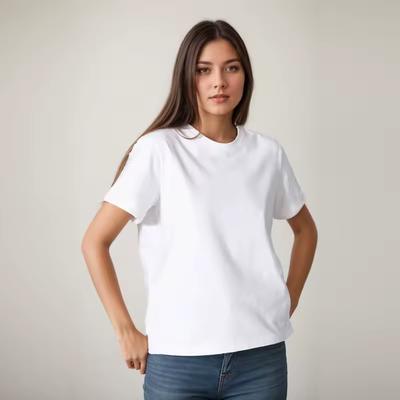 Cotton Plus Size Short Sleeve Tops Heavy T-shirt Y2k Casual Comfortable Tee Black & White O-neck Woman High Quality Clothing