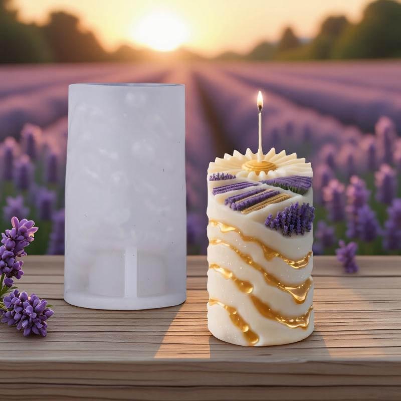 Candle Mold,Column Silicone Mold for Candle Making Cylinder Lavender Candle Mold for Handmade Soap,Aromatherapys Candle