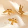 Minimalist 18K Gold Color Plated Angel Wings Peace Dove Wings Open Rings Trendy Waterproof Stainless Steel Jewelry