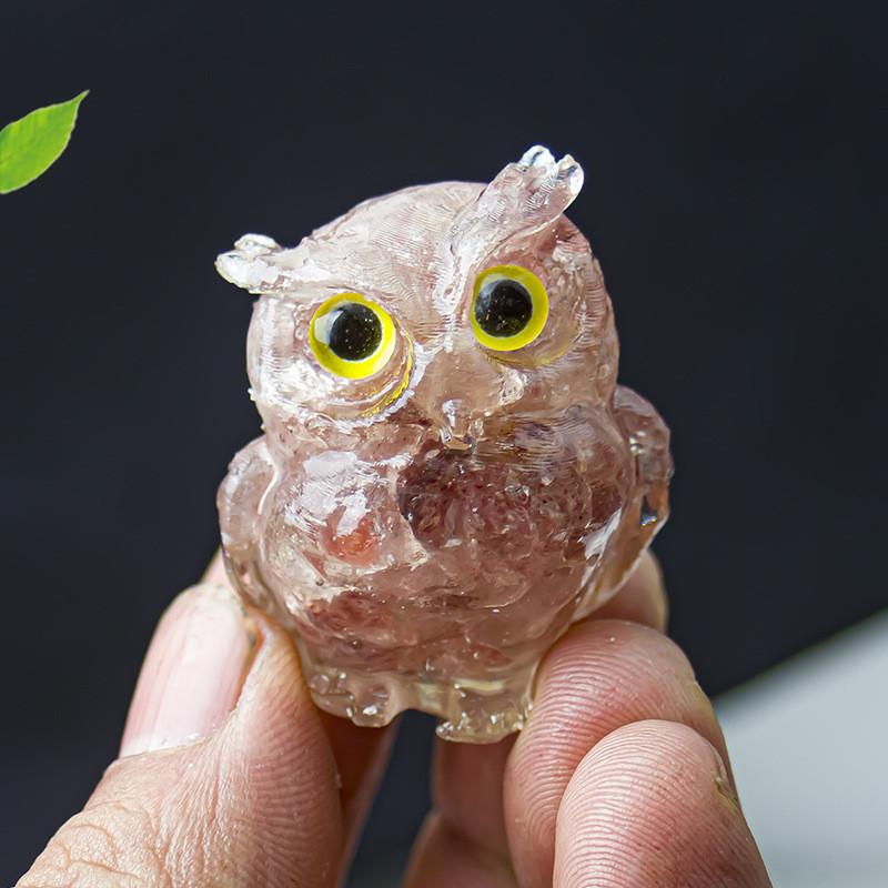Uil Hars Kristal Beeldje Met Natuurlijke Watersteen Voor Huisdecoratie En Cadeau Geven
