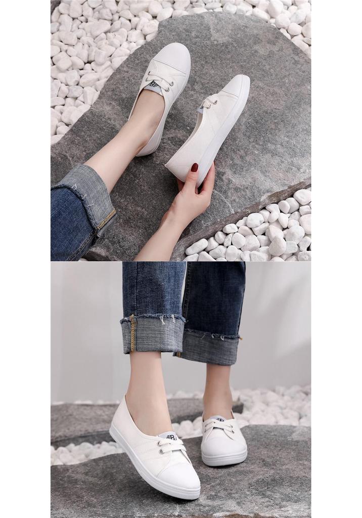 Versatile 2026 Spring Women's Low-Cut White Canvas Shoes - Korean Style, Breathable, Flat-Bottom