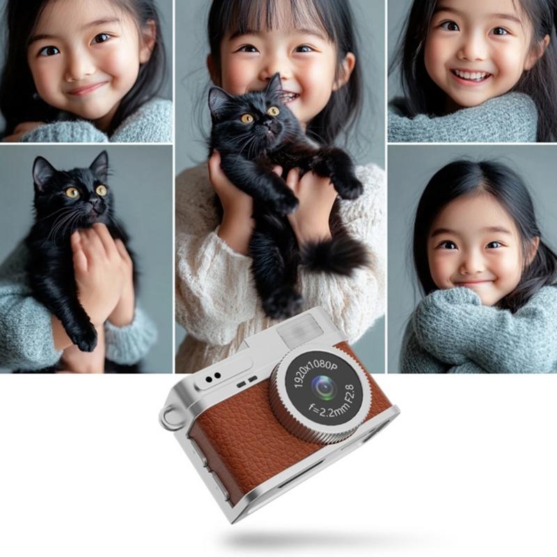 Compact Vintage Digital Camera For Travel 1080P 30FPS Recording Lightweight Design Built In 180mAh Battery Easy Operation