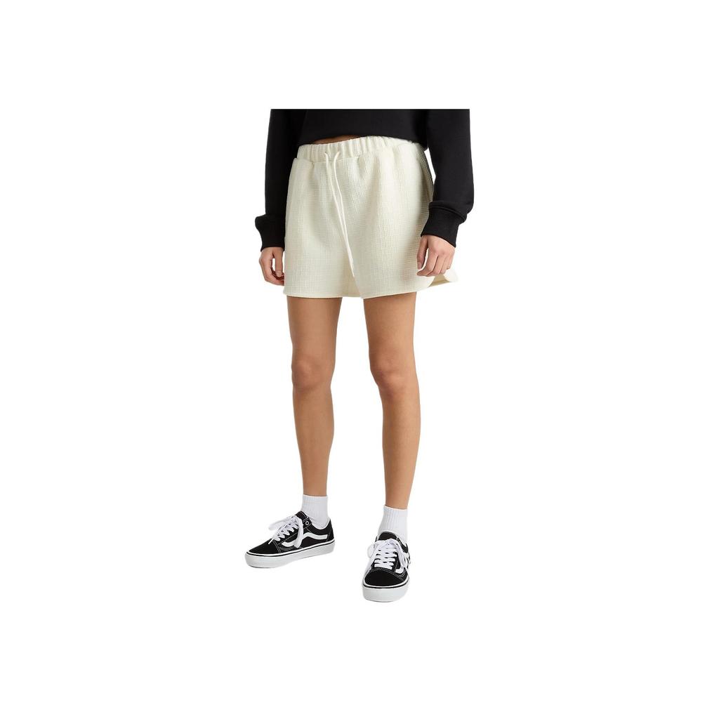 Vans Sabine Solid Color Lace-Up Mid-Rise Knitted Casual Shorts Women shorts Off-White VN000GJVFS8