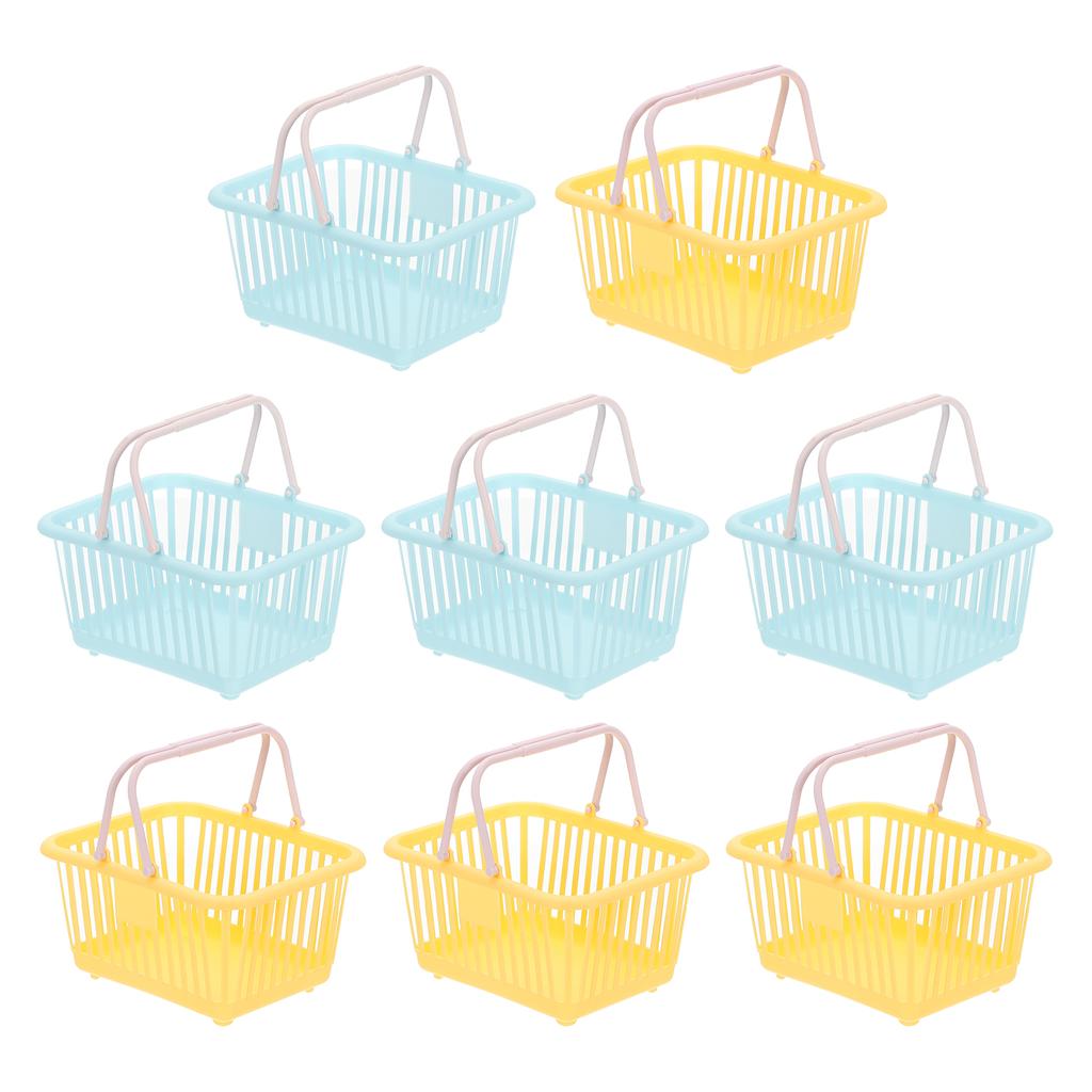 8 Stück Kleiner Plastikkorb Mini Aufbewahrungskorb Lebensmittel Winzige Einkaufskörbe mit Griff Organizer Gefiltertes Wasser für Spielzeug Snacks