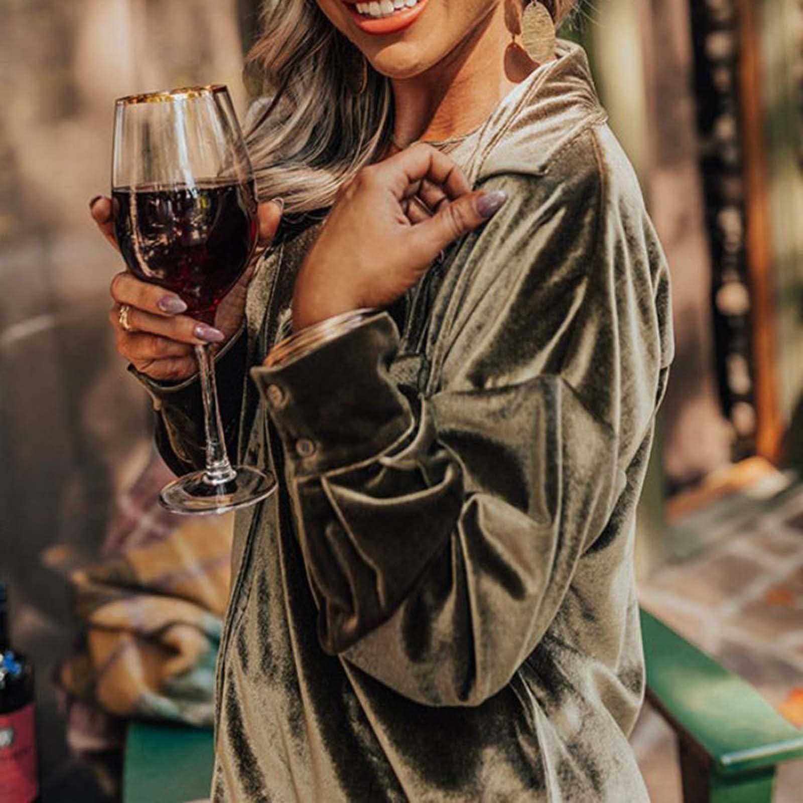 

Женская модная свободная однотонная рубашка золотистого бархата с длинным рукавом XL хаки