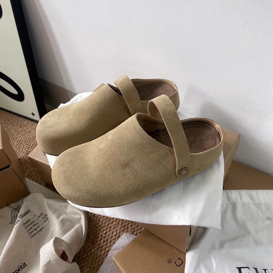 

Retro two wearing bag head slippers women s new comfortable and versatile lazy one pedal and half drag 35 песочный