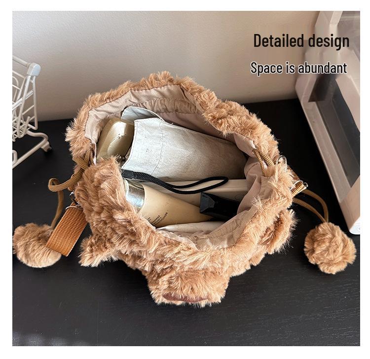 Barcelona Bear Plush Crossbody Bag - Women's Cute Single Shoulder Tote & Large Capacity Doll Backpack