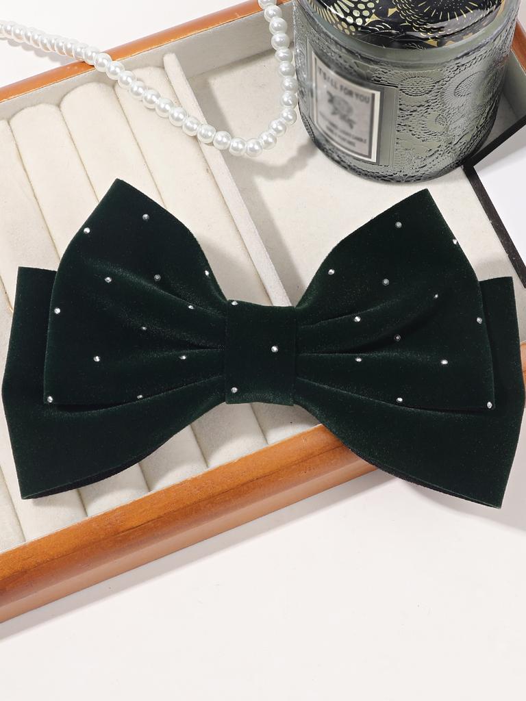 1PCS 6" Hand-made Velvet Hair Bows with diamonds Hair Accessories for Little Teen Toddler Girls Kids