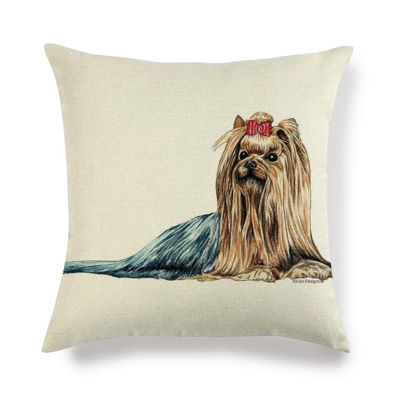 45cm*45cm Yorkshire dog  linen throw pillow covers couch cushion cover home decorative pillow covers