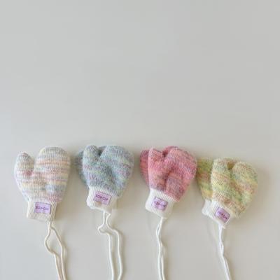 1-4 Years Old Baby Plus Velvet Gloves Winter Children's Halter Mittens To Keep Warm for Boys and Girls Thickened Gloves Beige