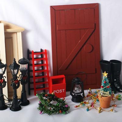 Dollhouse 1:12 1:6 Doll Accessories Decoration Crafts Christmas Decoration Simulation Ladder Wooden Door Mini Mailbox