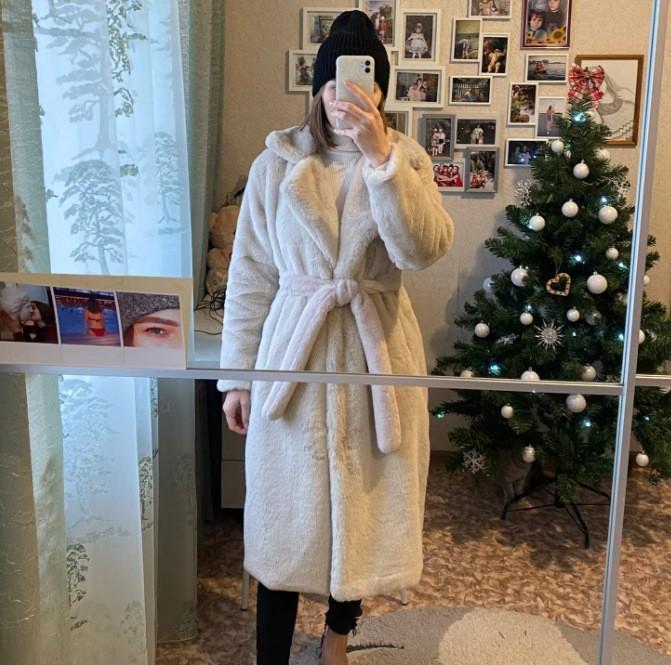 Winter Imitation Rabbit Fur Coat Women'S Extended Belt Belt Imitation Fur Coat Thickened Warm Plush Coat