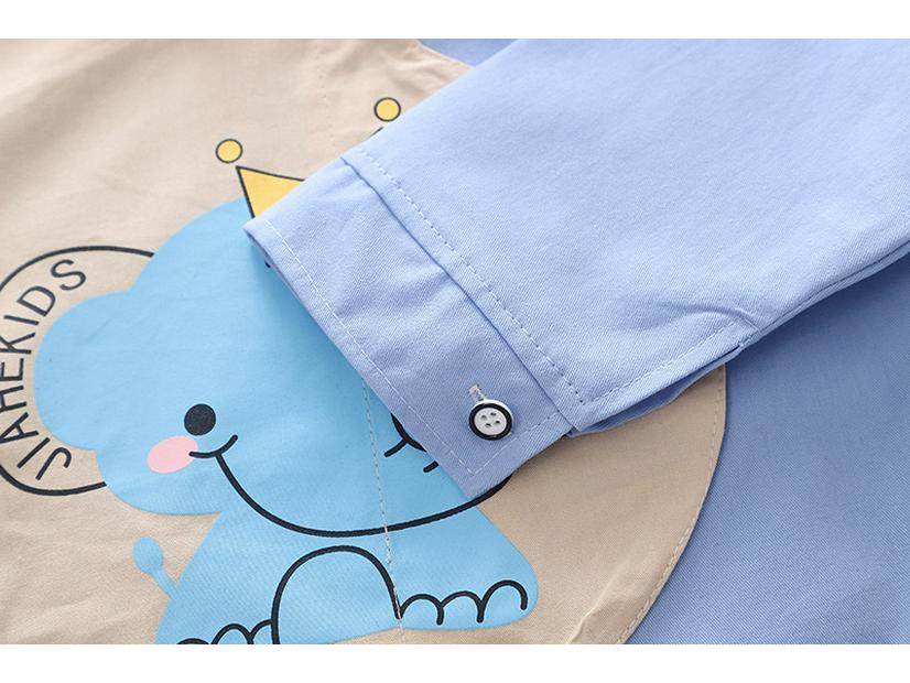 2023 New Boys' Long-Sleeve Cartoon Shirt Set - Spring/Autumn Style