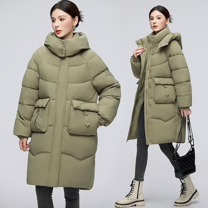 Winter New Fashion Loose Fashion Removable Hat Cotton Clothes Women's Medium and Long Thickened Waist Jacket