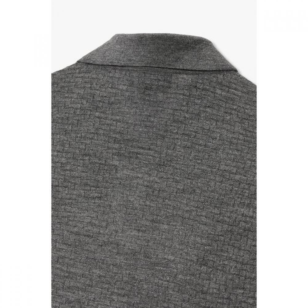 Emporio Armani Men Woven Pattern Open Collar Wool Pullover A516128001