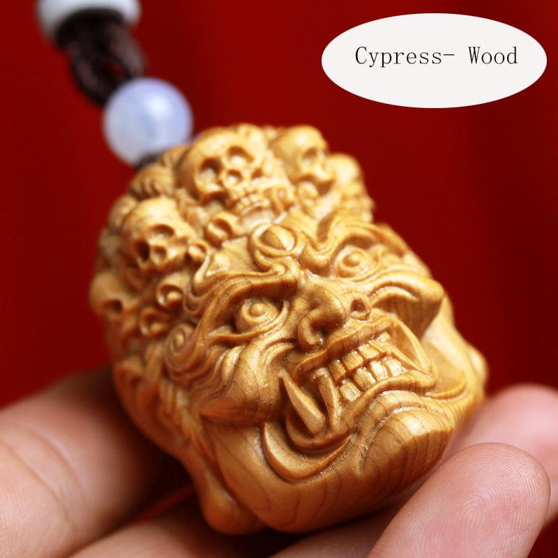Solid wood- motionless Mingwang feng shui Buddha statue pendant Chinese Buddha statue Home, car, key decoration pendant