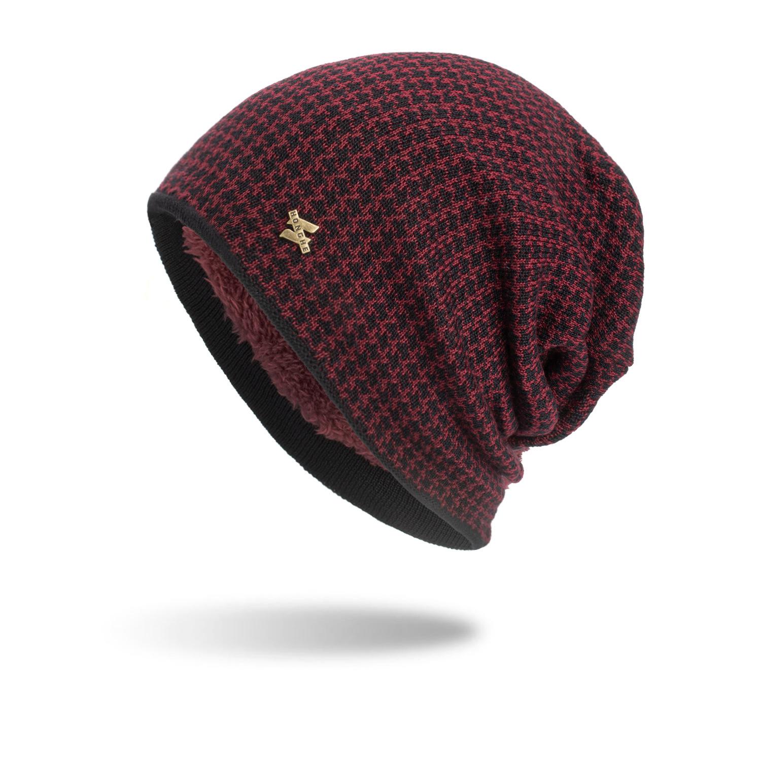 

Осень и зима новый стандартный длинный свитер шапка вязаная шерстяная шапка бордовый