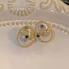 French pearl oval shell earrings white flower high-end stud earrings fashion temperament light luxury earrings women