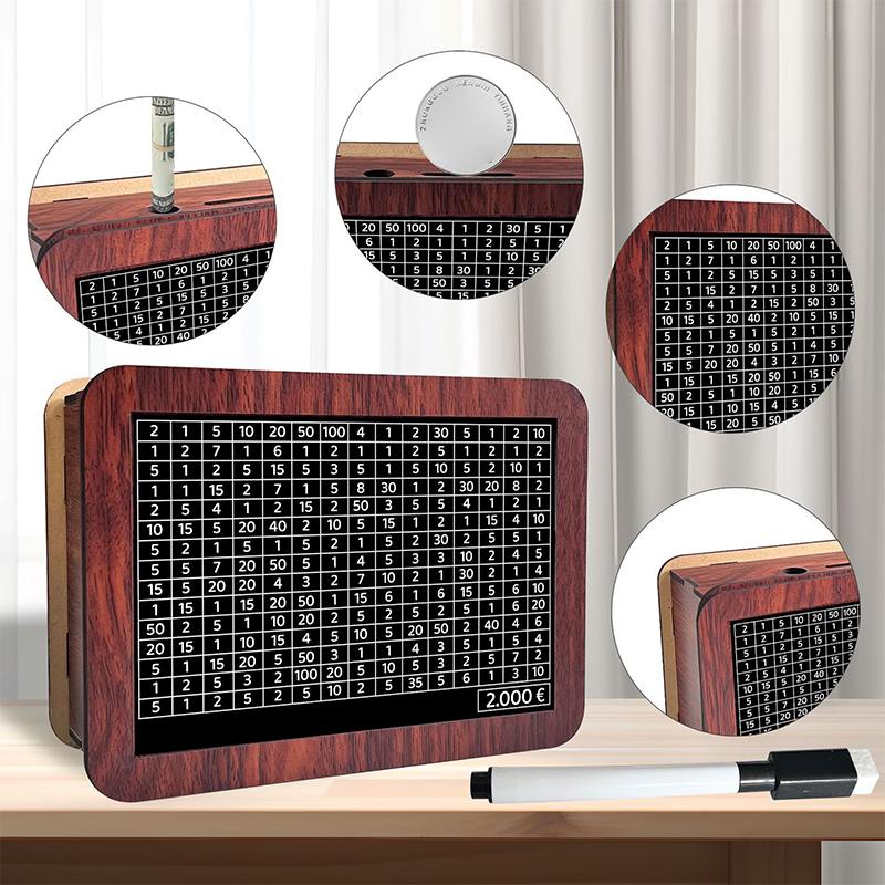 Wooden Money Saving Box Money Storage Bank With Saving Money Goals Counter Reusable Handmade Piggy Bank Coin Tray Storage Case
