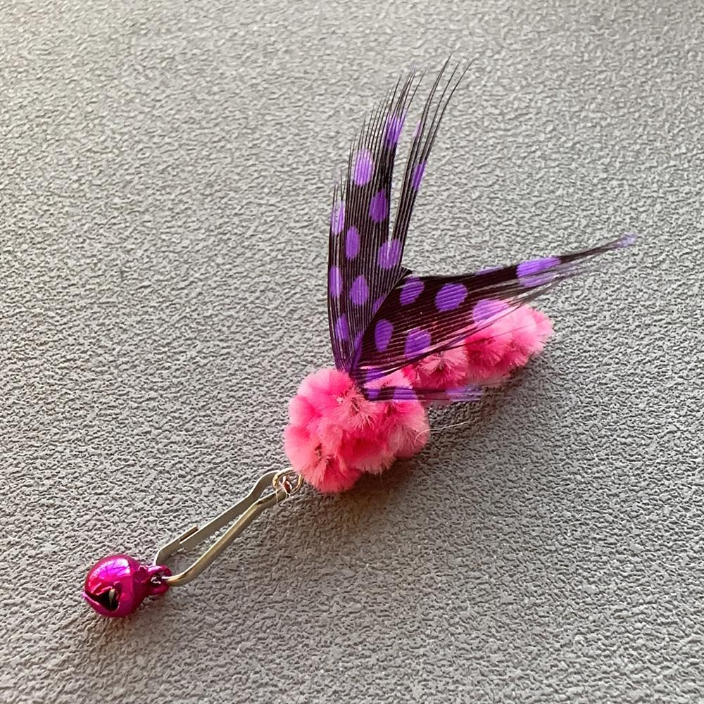 5pcs Cute Simulation Insect Cat Teaser Stick for Change Heads Cat Toys Feather Pet Toy Supplies