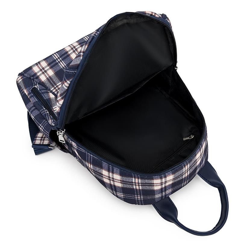 Campus Retro Plaid Backpack Junior Senior High School Student Schoolbag Girls Large Capacity Class Book Bag