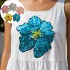 Grande Fiore Ricamo Lurex Applicazione Brillante Patch da Cucire su Vestiti Vestiti