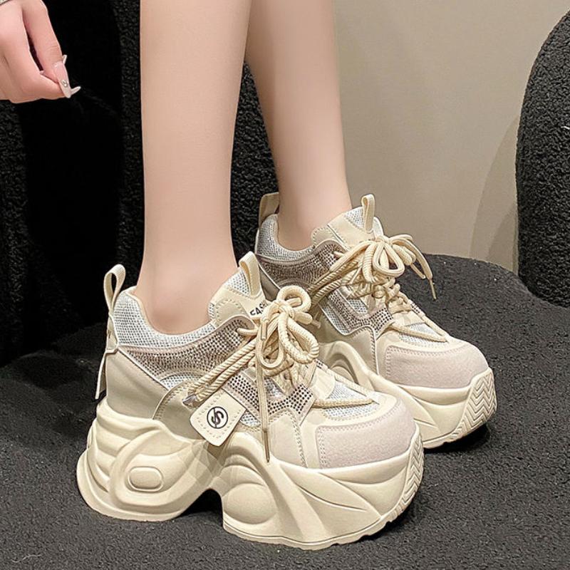 

Туфли для пап, увеличивающие рост на 9 см, женская обувь, универсальная спортивная и повседневная спортивная обувь на толстой подошве 39 бежевый