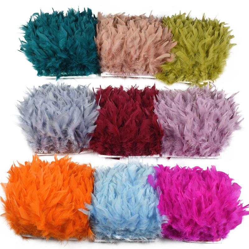 10Meters Turkey Feathers Trim Fringe Ribbon Feather on Tape Flecos Sewing Trimmings Fringe for Clothes Dress Wedding Decoration