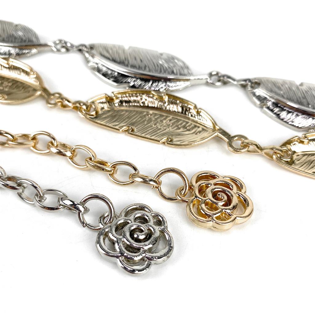 Women Chain Belt Waist Chain Belts for Dress Jeans Adjustable Leaf Chain Belt Waist Belt Ladies Body Costume Jewelry