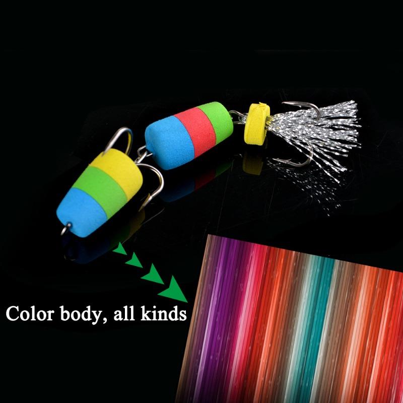 Foam Bait Triple Anchor Hook False Worm Bait Stringer Hook Floating Lure 4pcs