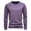 Solid Color Cotton T Shirt Men Casual O-neck Long Sleeved Mens Tshirts New Autumn High Quality Colorful T-shirt For Men