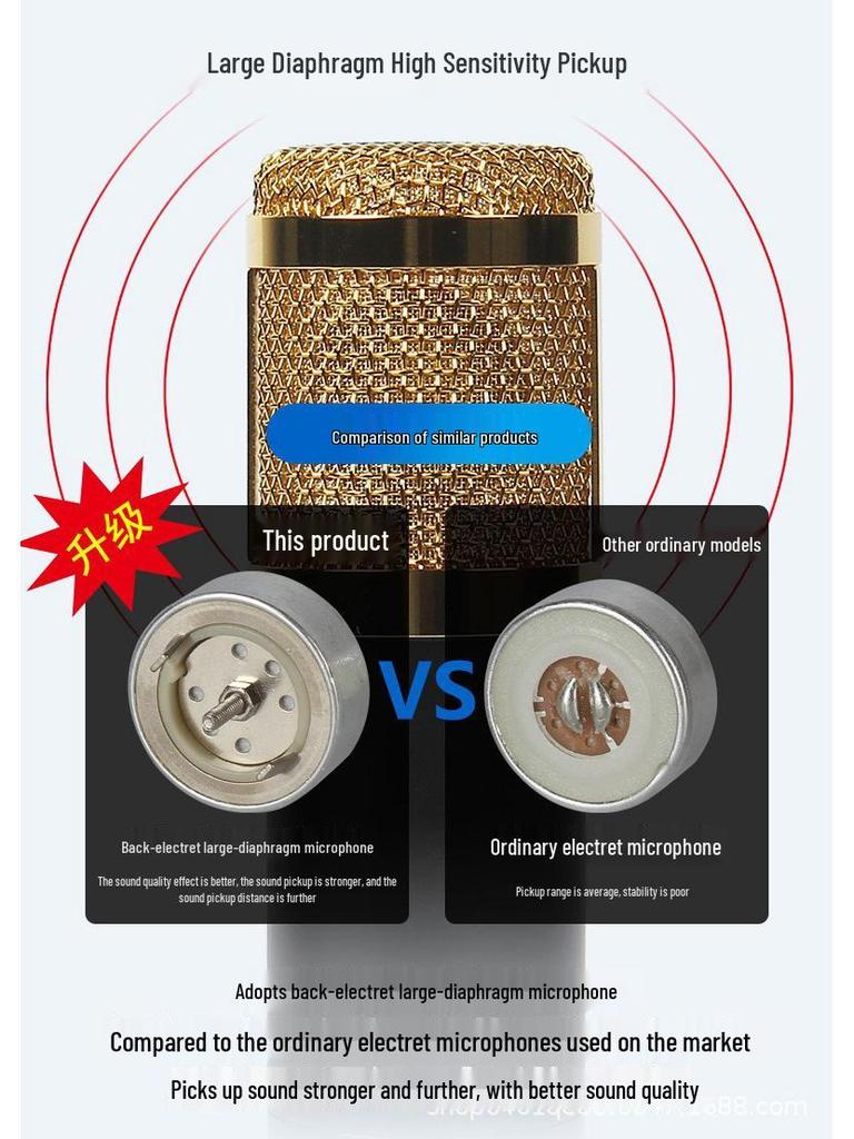 BM800 Condenser Microphone Set - Includes Stand, Sound Card, Ideal for Streaming, Gaming, Recording, Karaoke, and Noise Reduction.