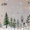 Reusable Window Clings Christmas Tree Clings, Green Pine Trees Snowflake Decals, Winter Interior Design Wall Accents PVC Static Glass Sticker