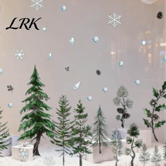 Reusable Window Clings Christmas Tree Clings, Green Pine Trees Snowflake Decals, Winter Interior Design Wall Accents PVC Static Glass Sticker