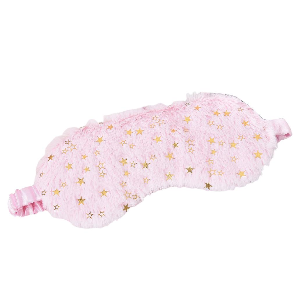 Cute Star Plush Sleep Eye Mask, Embroidered Fluffy Light Blocking Portable Eye Cover for Girls Nap Travel