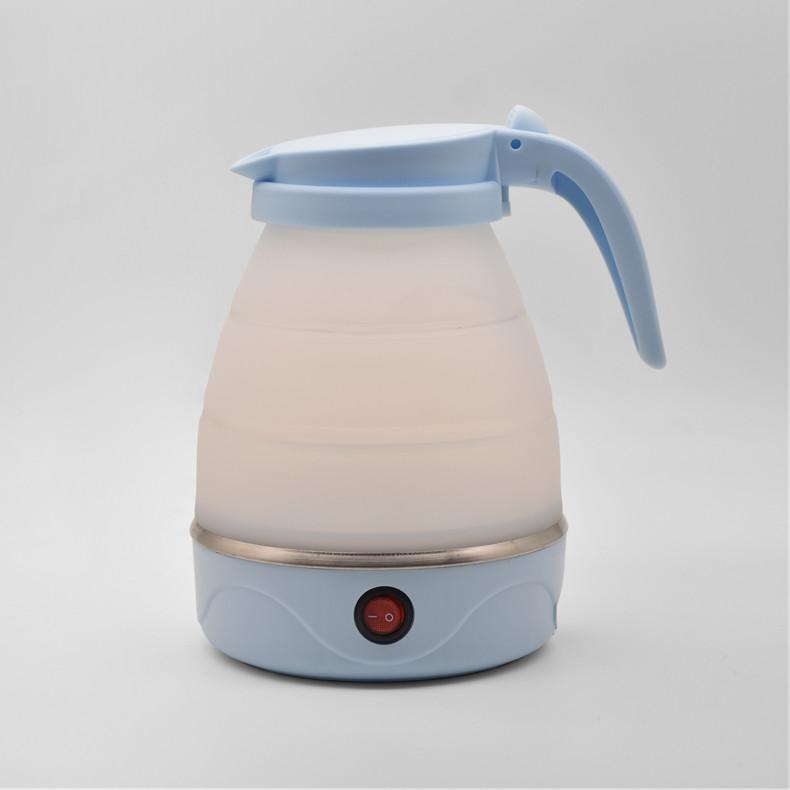 

Travel Household Folding Kettle Silicone304 Stainless Steel Portable Kettle Compression Foldable Leakproof 600ml EU синий