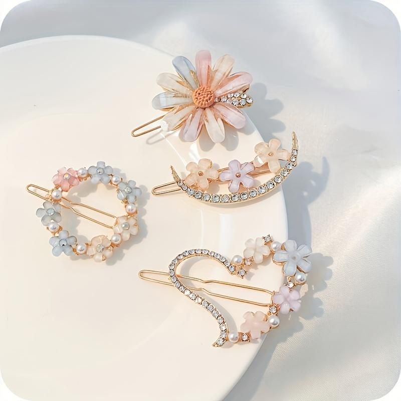 New Floral Hairpin with a Crystal Design, Perfect for a Forest Aesthetic On Instagram, Ideal for Holding Bangs In Style.