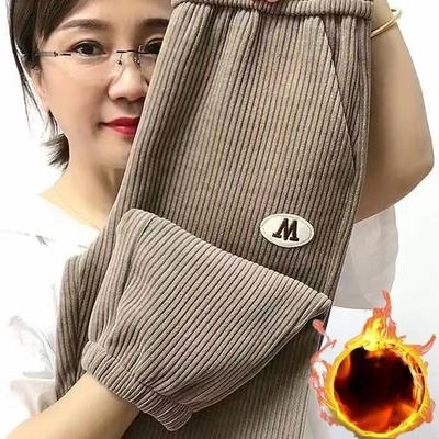 2026 New Women Winter Corduroy Casual Harem Pants High Waist Padded Casual Middle-aged and Elderly Women's Pants