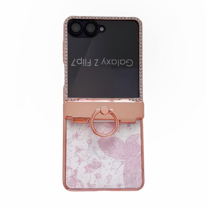 Flip Phone Case Galaxy Z Flip8 Flip7 Shockproof Hinge Protection Glitter Butterfly Full Coverage Leather
