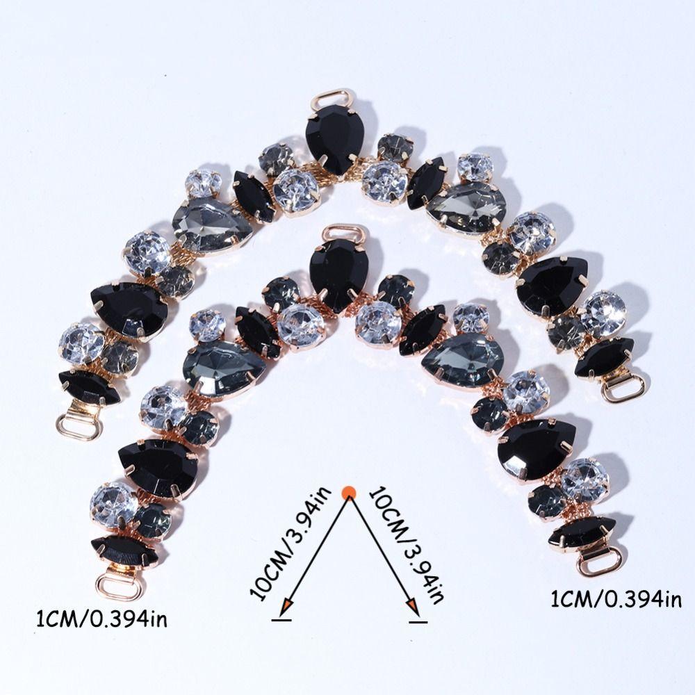 2pcs Acrylic Crystal Sandal Beach Slider Decorate Chain Removable DIY Herringbone Slipper Chain Shoe Flower Ladies