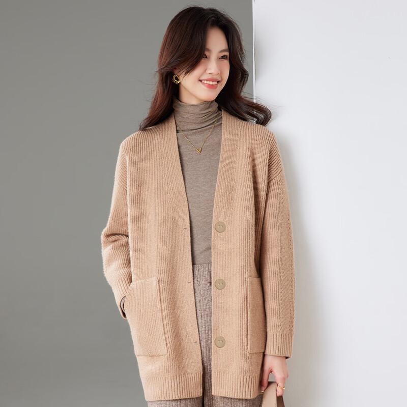 CARBAMMI Women's Mid-Length Loose Knit Cardigan