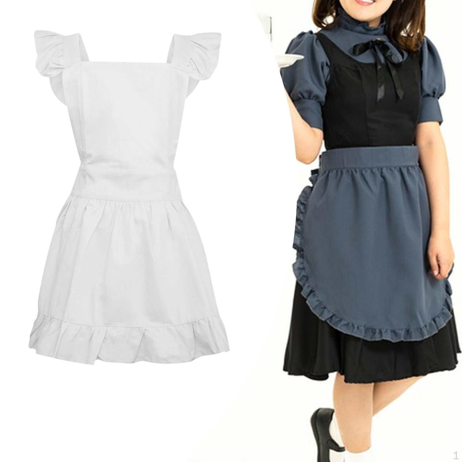 

Бавовняний фартух костюм покоївки офіціантка вінтажний ретро з рюшами для магазину L