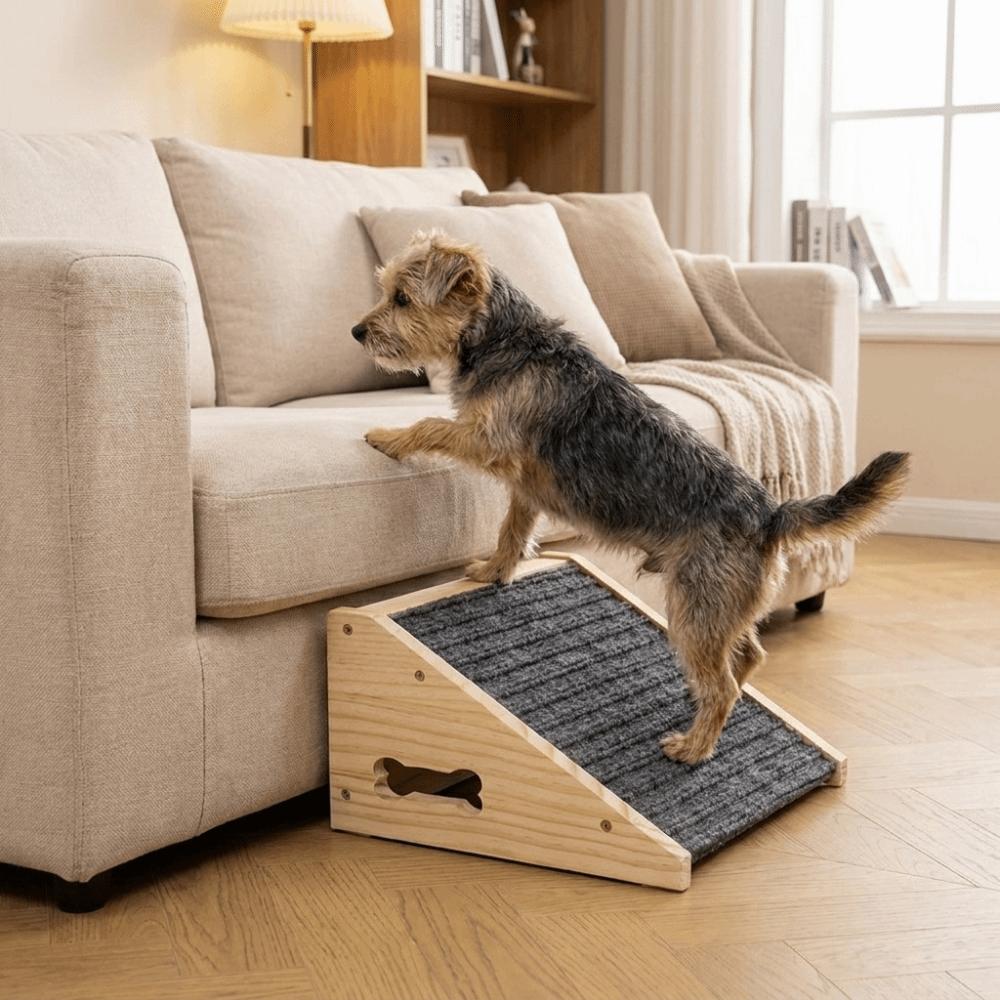 Verschleißfeste Holzhaustiertreppe Anti-Rutsch-Matte Langlebige Hundekletterleiter Abnehmbare Haustierrampe Stufen Ältere Haustiere