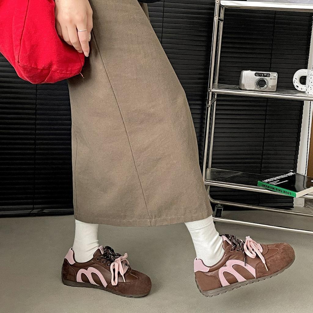 [Uncle Shoe] 2025 new retro brown autumn Korean version sports shoes platform inner height increase fashion moral training shoes women