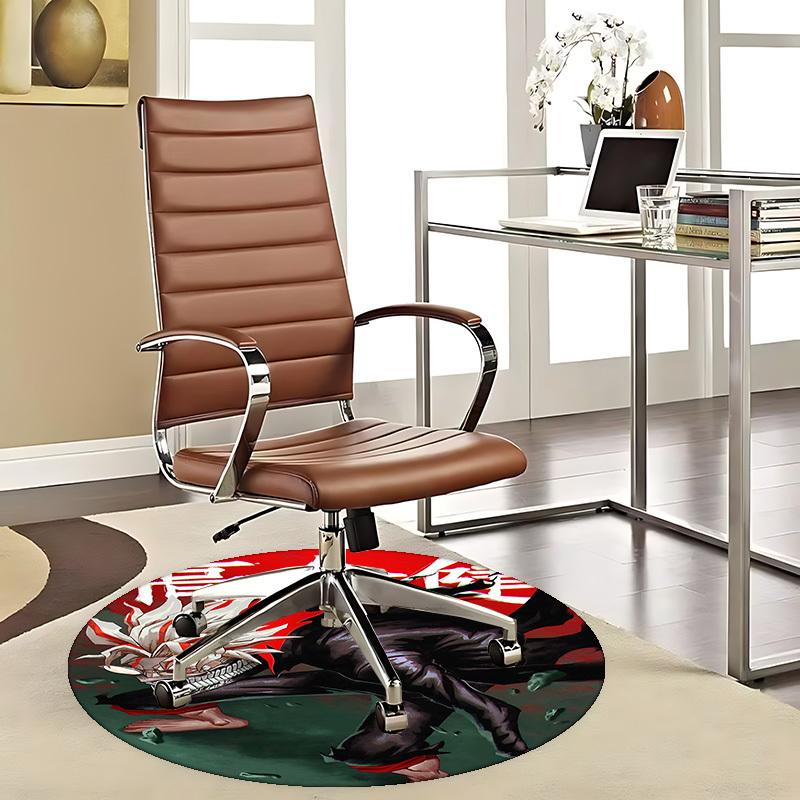

1pc Tokyo Revengers High School Uniform Anime Cartoon Design Round Carpet for Office Chair Mat, Non-Slip Rug, Home Decoration, Living Room, Bedroom, G 80cm by 80cm