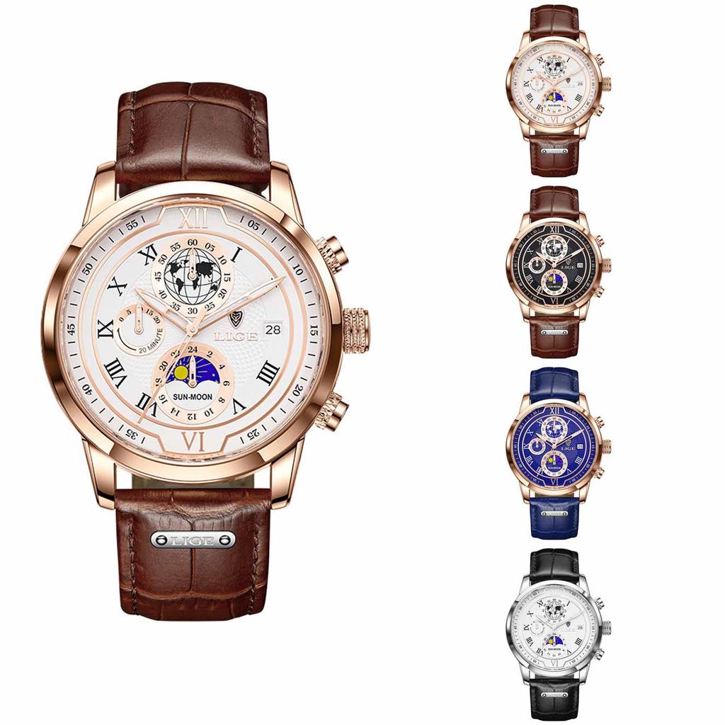 Vanntett lysende løpevekkerklokke for menn