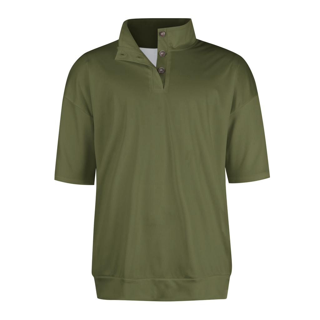 Letní pánská košile s krátkým rukávem na knoflíky se stojáčkem, ležérní módní top